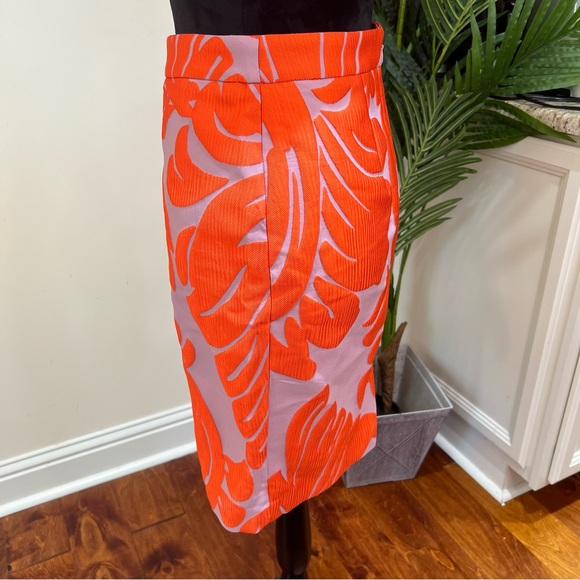 Ann Taylor Curvy Fan Leaf Orange Mauve Skirt 0P - Picture 4 of 10